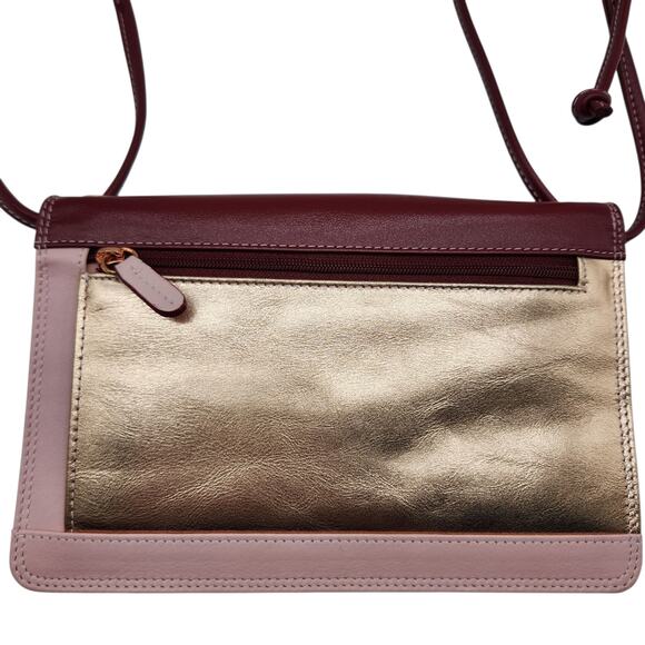 iLi Genuine Leather RFID Clutch Crossbody Bag – 6181 Wine Valley NWOT - Picture 8 of 8